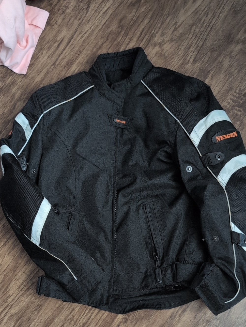 Black Women’s Motorcycle Jacket with Reflective Stripes